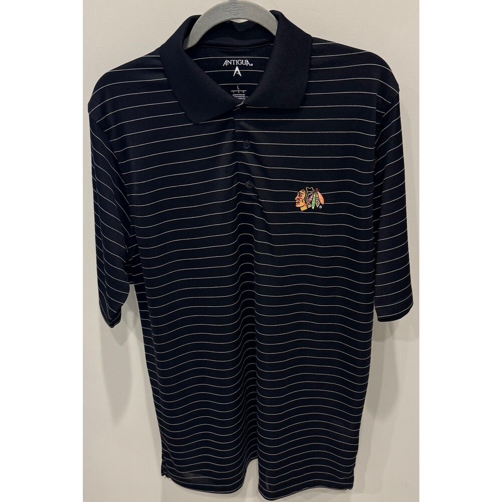 Chicago Blackhawks - Antigua Polo Shirt - Men's Size Large - Black - NHL Hockey